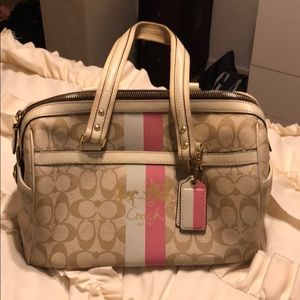 Nude, pink, white Coach purse. Well loved!